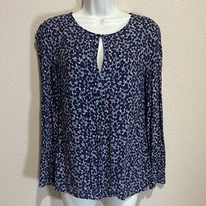 BODEN Dot-Print Long Sleeve Keyhole Blouse, Size 6, EUC